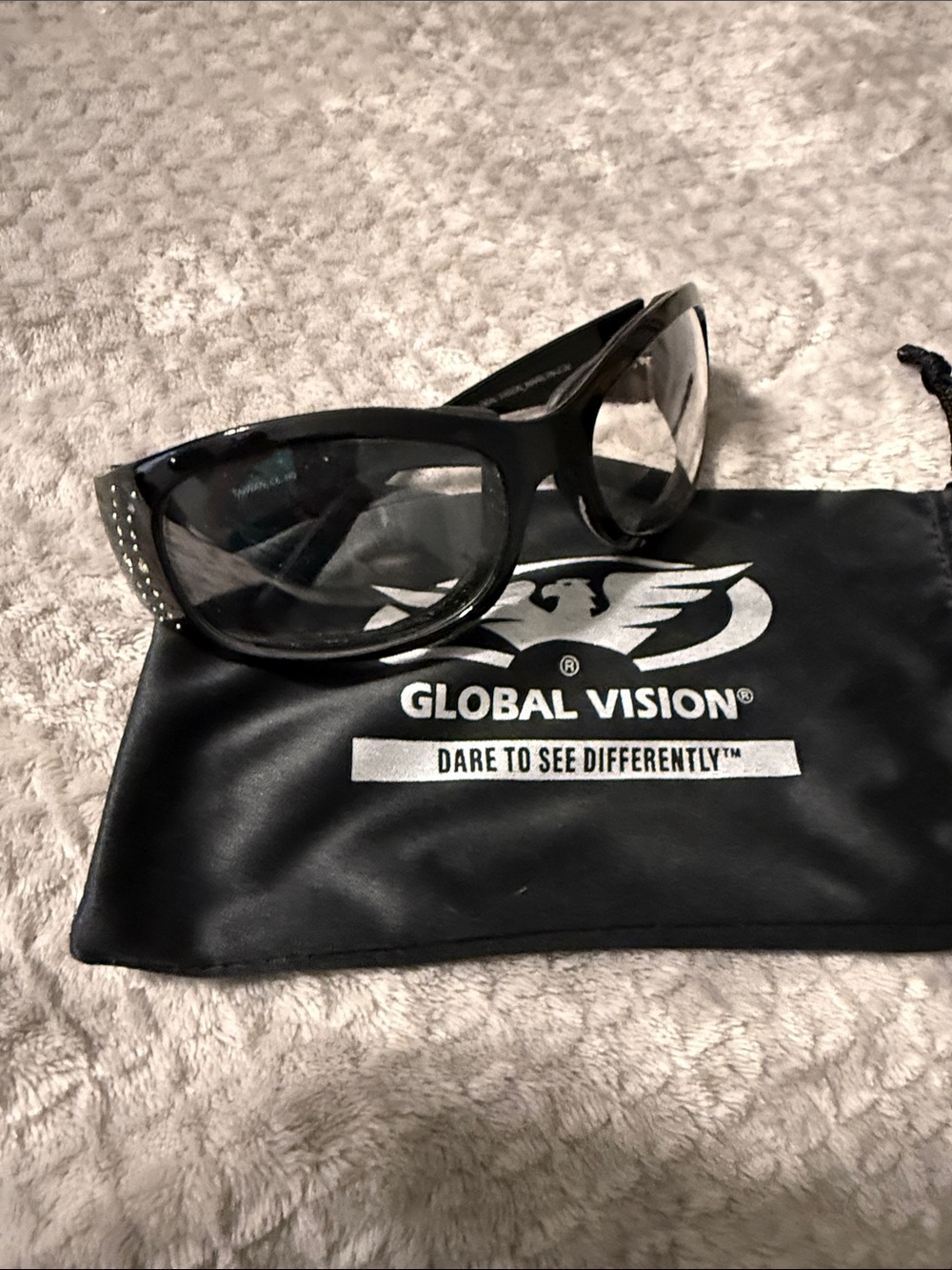 Women's Black Crystal Accent motorcycle glasses